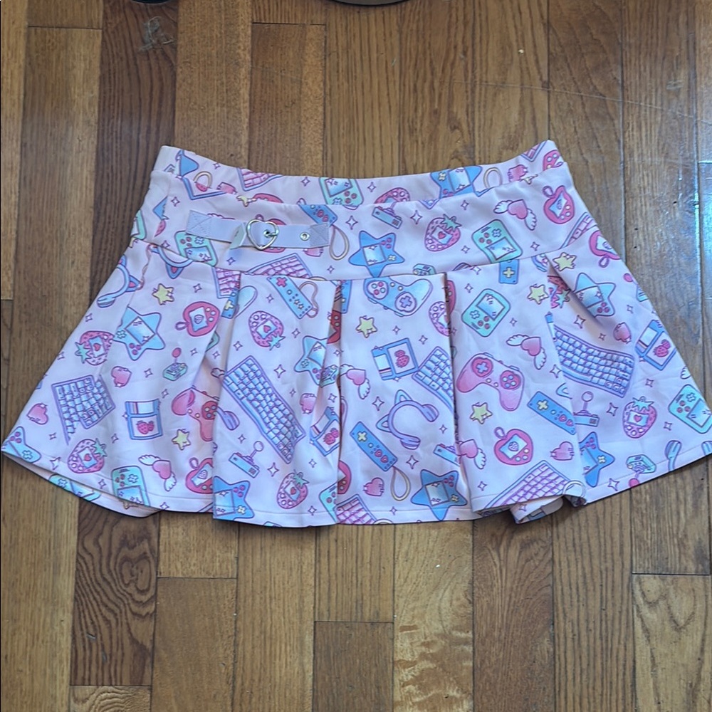 Cute Pink Video Game Patterned Skirt